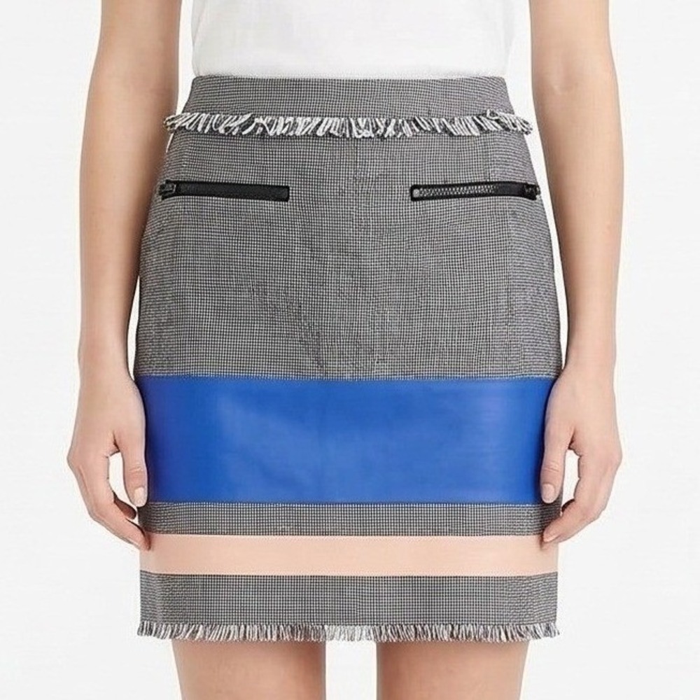 Endless Rose Women's Small Black Check Frayed Hem Trendy Peach Stripe Mini Skirt